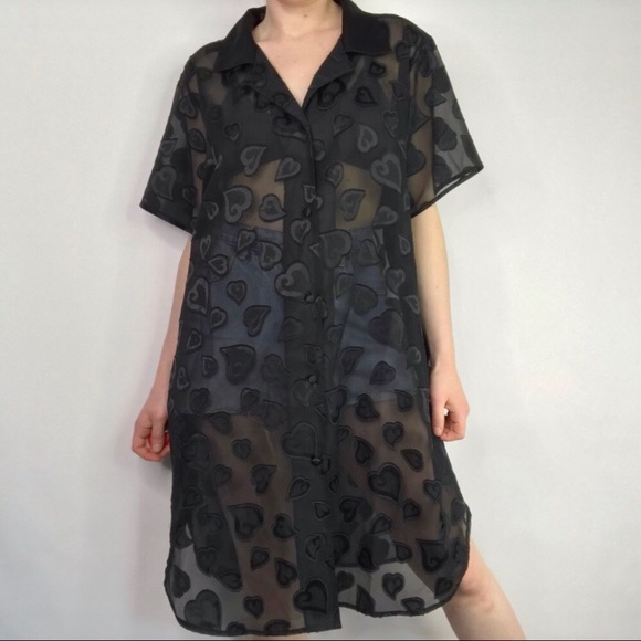 Sophia by delicates Sheer Hearts Button Up Dress - Picture 4 of 6